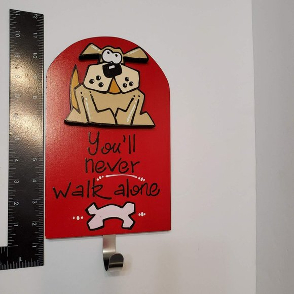 Dog Leash Hook Holder Hanger, You'll Never Walk Alone, Hand Painted Signed Smith - Picture 5 of 6